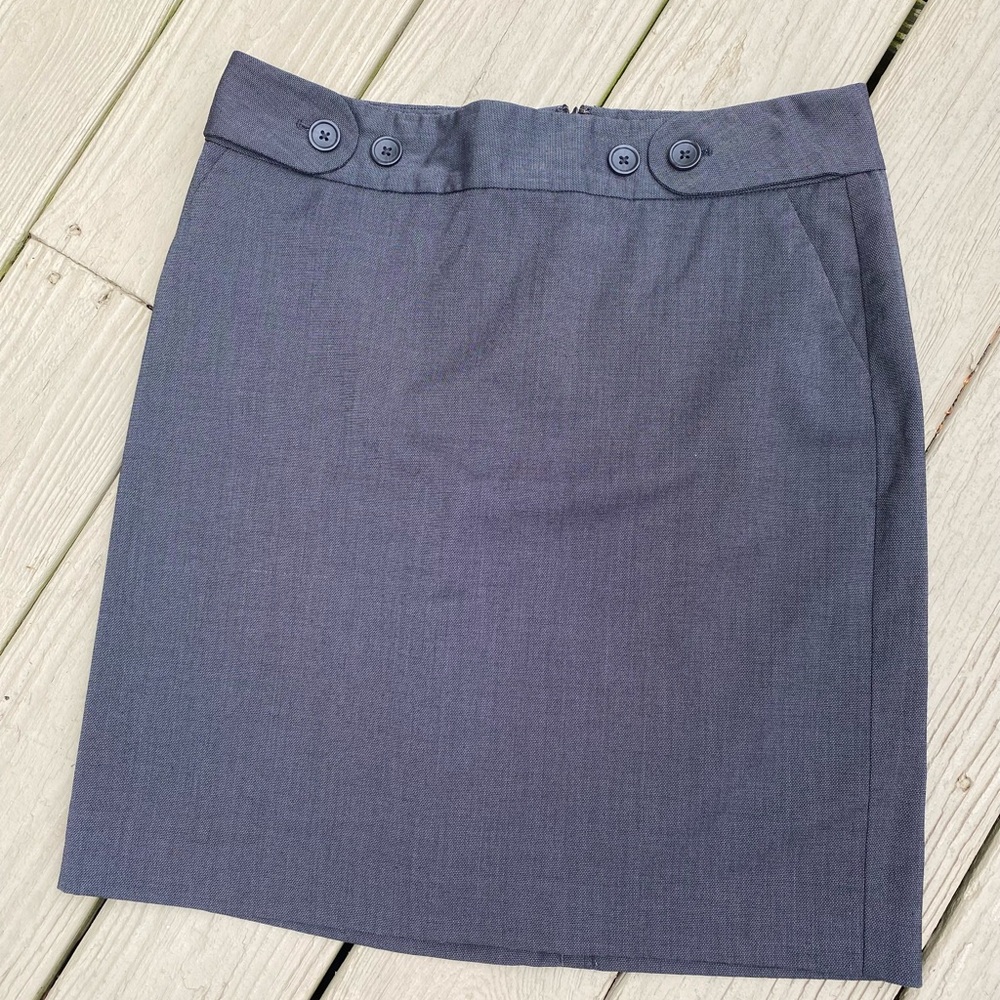 NWOT Banana Republic - Black & pin dot grey decor pencil midi skirt, Size: 10